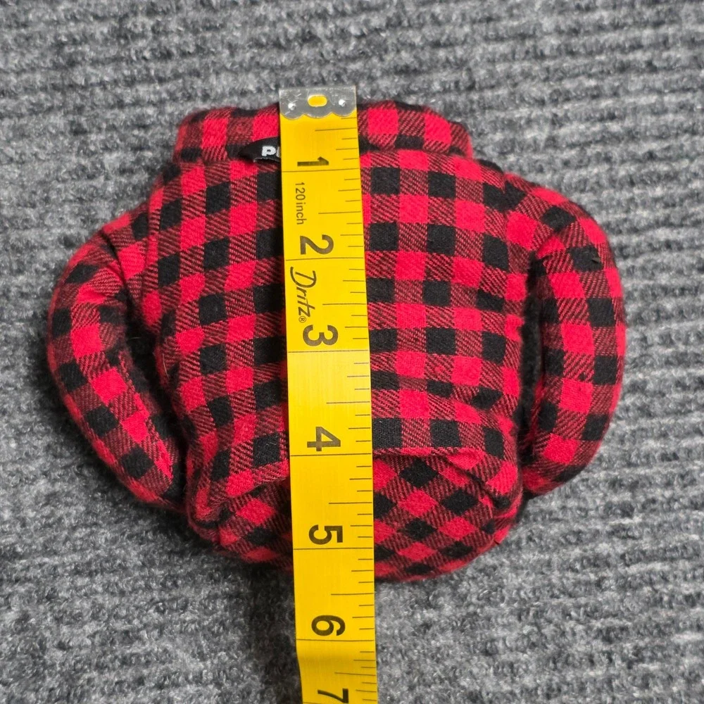 Puffin Insulated Can‎ Cooler Drink Koozie Red Black Buffalo Plaid Flannel Jacket